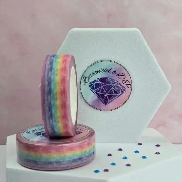 Washi Tape Crinière de Licorne Étoilée - Dimension: 5 mètres x 15 mm de largeur - Art Thérapie - Broderie à Diamant - Diamond Painting