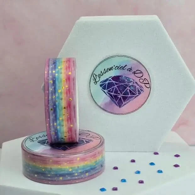 Washi Tape Crinière de Licorne Étoilée - Dimension: 5 mètres x 15 mm de largeur - Art Thérapie - Broderie à Diamant - Diamond Painting