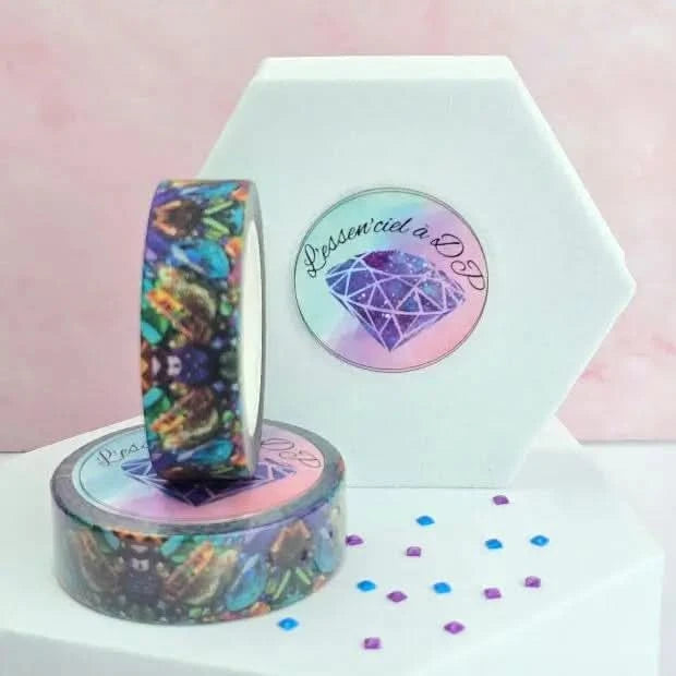 Washi Tape Cristaux - Dimension: 5 mètres x 15 mm de largeur - Art Thérapie - Broderie à Diamant - Diamond Painting