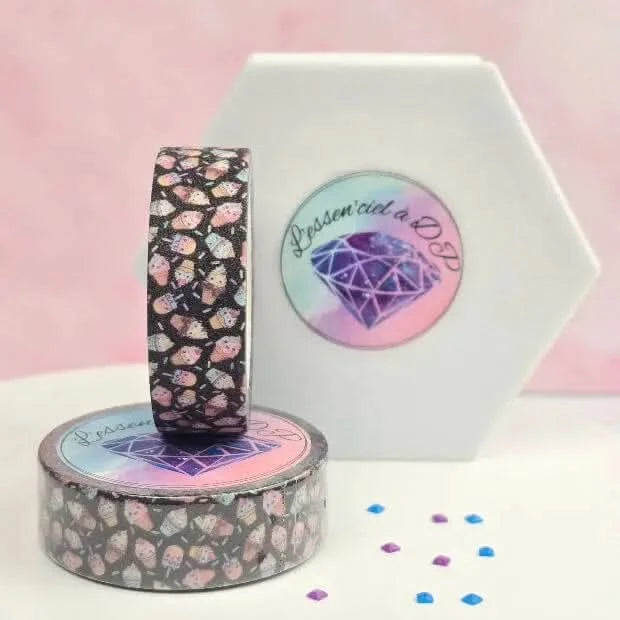 Washi Tape Desserts Brillant - Dimension: 5 mètres x 15 mm de largeur - Art Thérapie - Broderie à Diamant - Diamond Painting