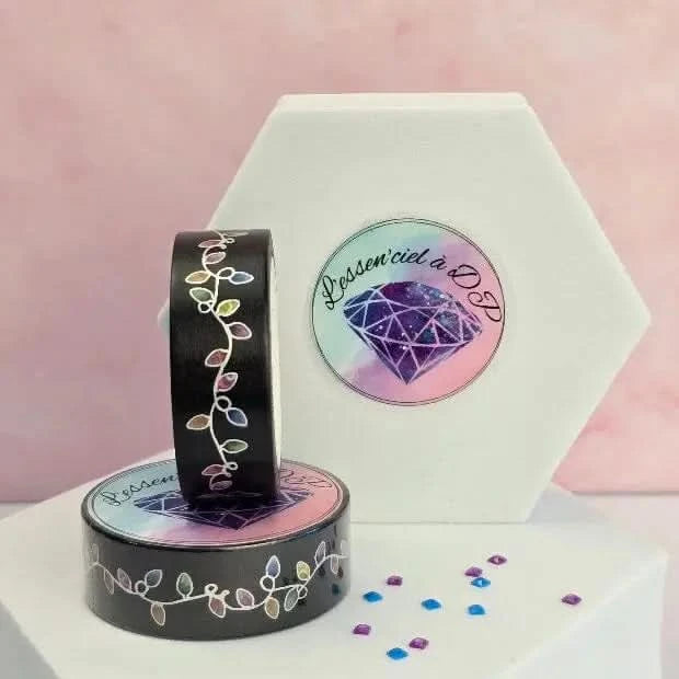 Washi Tape Guirlande de Noël Argentée - Dimension: 10 mètres x 15 mm de largeur - Art Thérapie - Broderie à Diamant - Diamond Painting