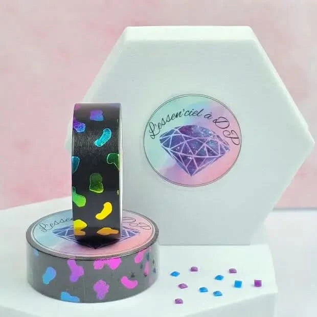 Washi Tape Léopard Arc-En-Ciel - Dimension: 10 mètres x 15 mm de largeur - Art Thérapie - Broderie à Diamant - Diamond Painting