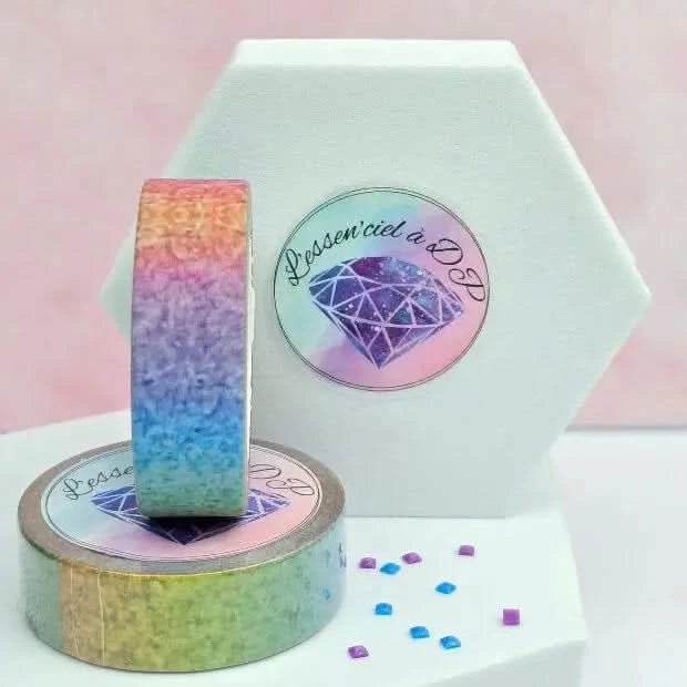 Washi Tape Multicolore - Dimension: 5 mètres x 15 mm de largeur - Art Thérapie - Broderie à Diamant - Diamond Painting