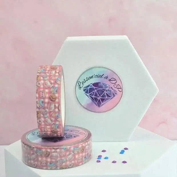Washi Tape Nappe de Gateaux - Dimension: 10 mètres x 15 mm de largeur - Art Thérapie - Broderie à Diamant - Diamond Painting