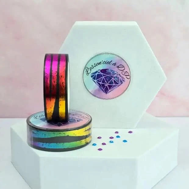 Washi Tape Zèbre Arc-En-Ciel - Dimension: 10 mètres x 15 mm de largeur - Art Thérapie - Broderie à Diamant - Diamond Painting