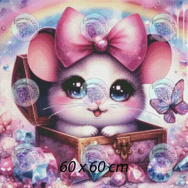 Art Thérapie - Toile Diamond Painting Chinchilla Kawaii - Broderie Diamant - Dimension : 60 x 60 cm