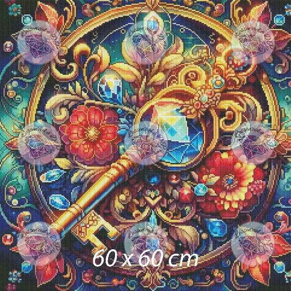 Art Thérapie - Toile Diamond Painting Clé de l'émerveillement - Broderie Diamant - Dimension : 60 x 60 cm