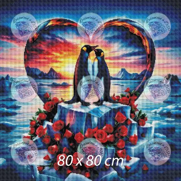 Art Thérapie - Toile Diamond Painting Cœur de l'Antarctique (rendu carré) - Broderie Diamant - Dimension de la toile: 80 x 80 cm