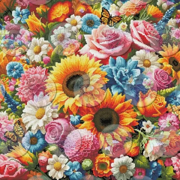 Art Thérapie - Toile Diamond Painting Mélodie Florale - Broderie à Diamant - Dimension de la toile: 60x60cm