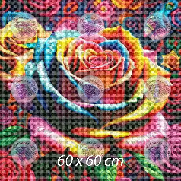 Art Thérapie - Toile Diamond Painting Rosier multicolore - Broderie Diamant - Dimension de la toile: 60 x 60 cm