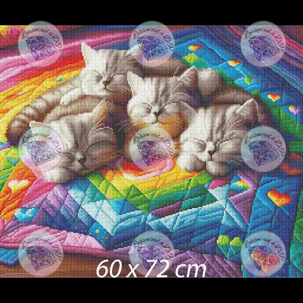 Art Thérapie - Toile Diamond Painting Sieste entre frères et soeurs - Broderie Diamant - Dimension de la toile: 60 x 72 cm