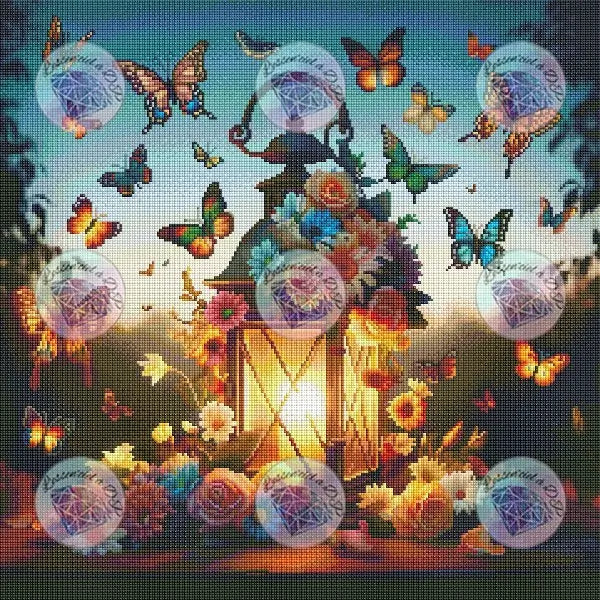 Art Thérapie - Toile Diamond Painting Valse des Papillons - Broderie Diamant - Dimension de la toile: 60 x 60 cm