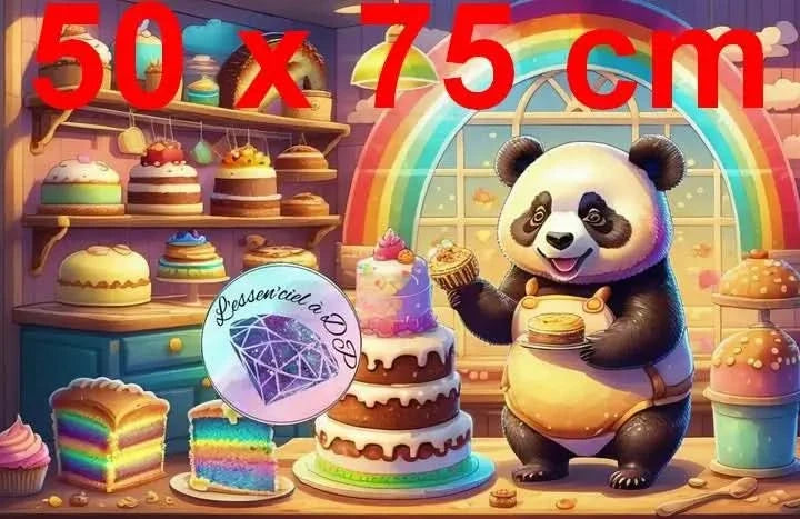 Art Thérapie - Toile Diamond Painting Pâtisserie Panda - Broderie à Diamant - Dimension de la toile: 50 x 75 cm
