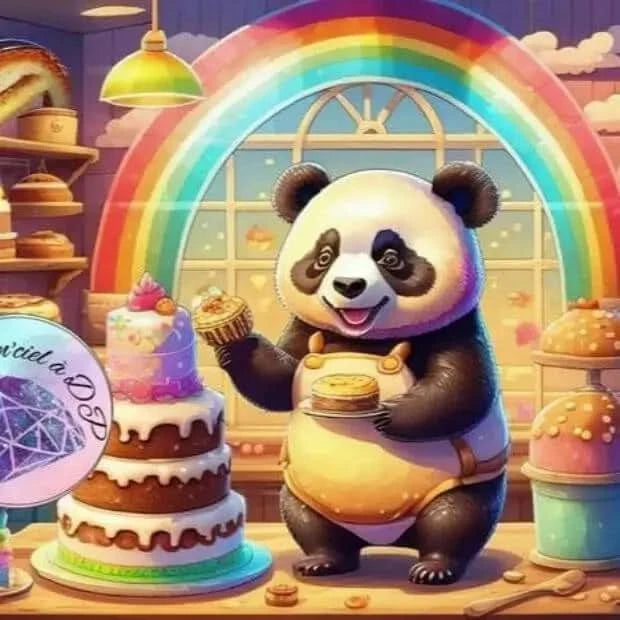 Art Thérapie - Toile Diamond Painting Pâtisserie Panda - Broderie à Diamant