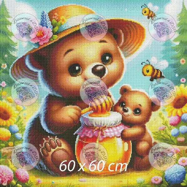 Art Thérapie - Toile Diamond Painting Amis des abeilles - Broderie Diamant - Dimension : 60 x 60 cm