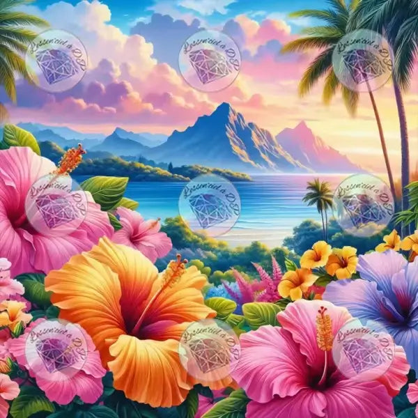 Art Thérapie - Toile Diamond Painting Archipel floral - Broderie Diamant - Dimension de la toile: 60 x 60 cm