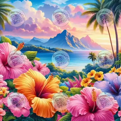 Art Thérapie - Toile Diamond Painting Archipel floral - Broderie Diamant - Dimension de la toile: 60 x 60 cm