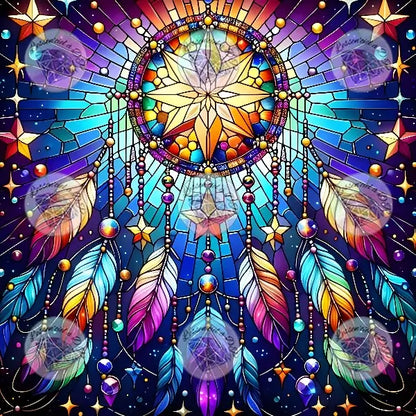 Art Thérapie - Toile Diamond Painting Attrape-étoile - Broderie Diamant - Dimension : 64.5 x 60 cm