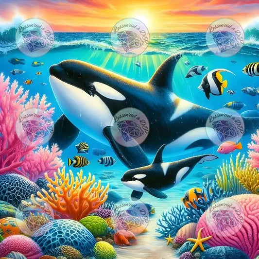 Art Thérapie - Toile Diamond Painting Bonheur sous marin - Broderie Diamant - Dimension de la toile: 60 x 60 cm