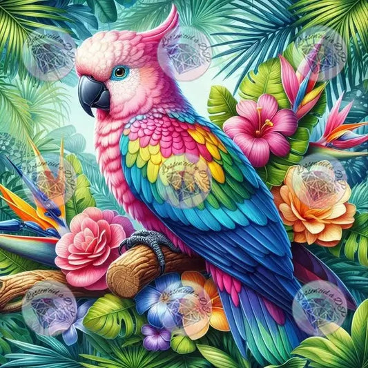 Art Thérapie - Toile Diamond Painting Cacatoès coloré - Broderie Diamant - Dimension de la toile: 60 x 60 cm