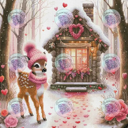 Art Thérapie - Toile Diamond Painting  Chalet de l'hiver - Broderie Diamant - Dimension de la toile: 60 x 60 cm