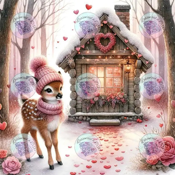 Art Thérapie - Toile Diamond Painting  Chalet de l'hiver - Broderie Diamant - Dimension de la toile: 60 x 60 cm