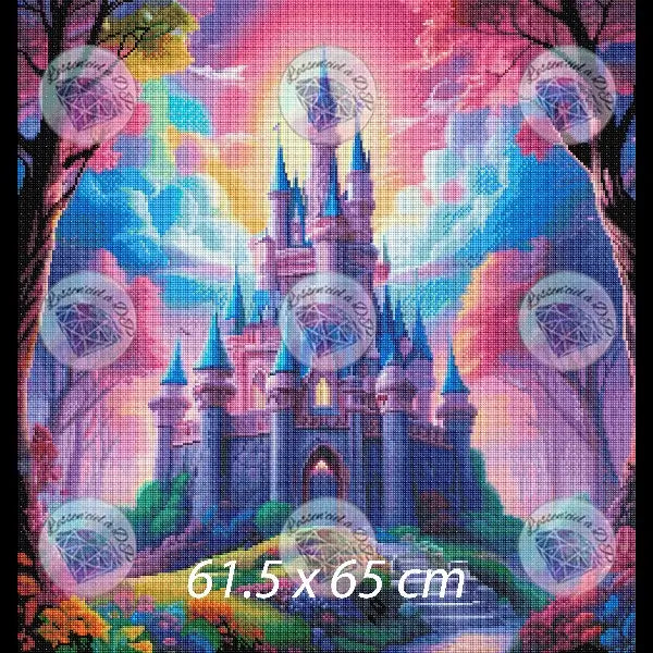 Art Thérapie - Toile Diamond Painting Château de rêve - Broderie Diamant - Dimension de la toile: 61.5 x 65 cm