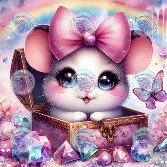 Art Thérapie - Toile Diamond Painting Chinchilla Kawaii - Broderie Diamant - Dimension : 60 x 60 cm