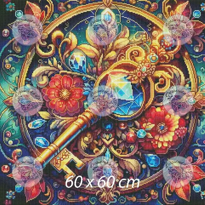 Art Thérapie - Toile Diamond Painting Clé de l'émerveillement - Broderie Diamant - Dimension : 60 x 60 cm