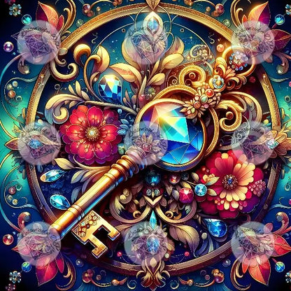 Art Thérapie - Toile Diamond Painting Clé de l'émerveillement - Broderie Diamant - Dimension : 60 x 60 cm