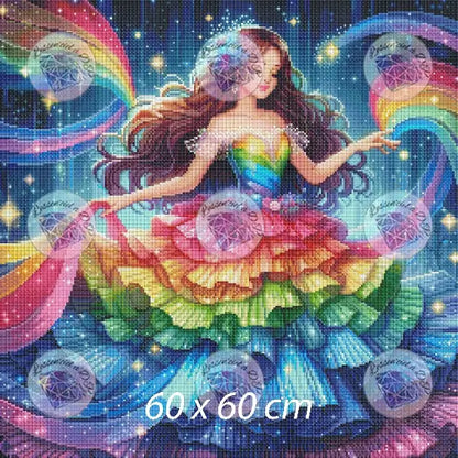 Art Thérapie - Toile Diamond Painting Danseuse arc-en-ciel - Broderie Diamant - Dimension de la toile: 60 x 60 cm