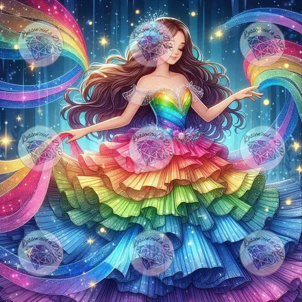 Art Thérapie - Toile Diamond Painting Danseuse arc-en-ciel - Broderie Diamant - Dimension de la toile: 60 x 60 cm