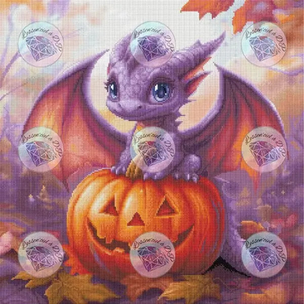 Art Thérapie - Toile Diamond Painting Dragonnet Halloween - Broderie Diamant - Dimension de la toile: 60 x 60 cm