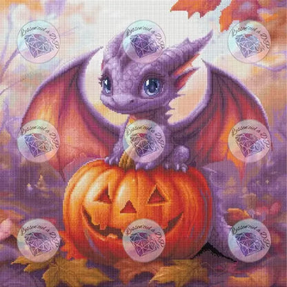 Art Thérapie - Toile Diamond Painting Dragonnet Halloween - Broderie Diamant - Dimension de la toile: 60 x 60 cm