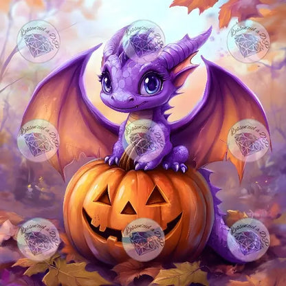 Art Thérapie - Toile Diamond Painting Dragonnet Halloween - Broderie Diamant - Dimension de la toile: 60 x 60 cm