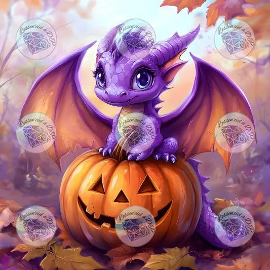 Art Thérapie - Toile Diamond Painting Dragonnet Halloween - Broderie Diamant - Dimension de la toile: 60 x 60 cm