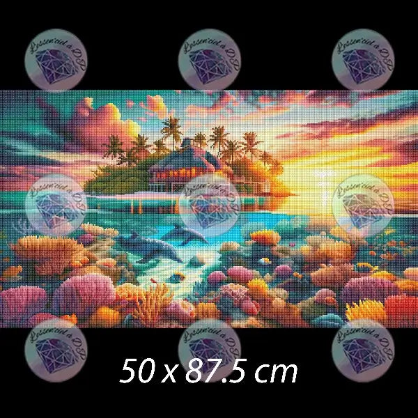 Art Thérapie - Toile Diamond Painting Havre de paix - Broderie Diamant - Dimension de la toile: 50 x 87.5 cm