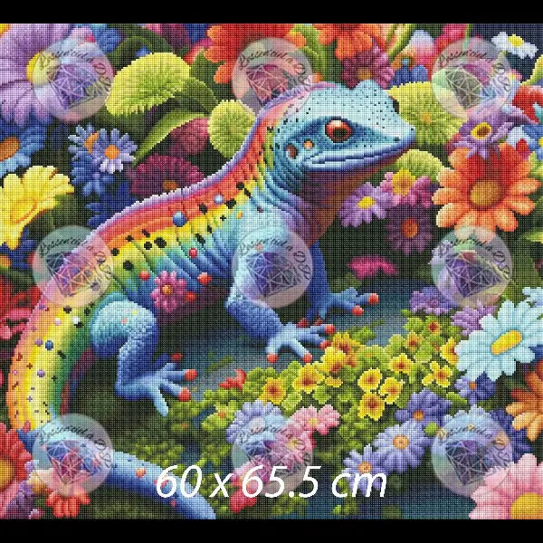 Art Thérapie - Toile Diamond Painting Lézard - Broderie Diamant - Dimension de la toile: 60 x 65.5 cm