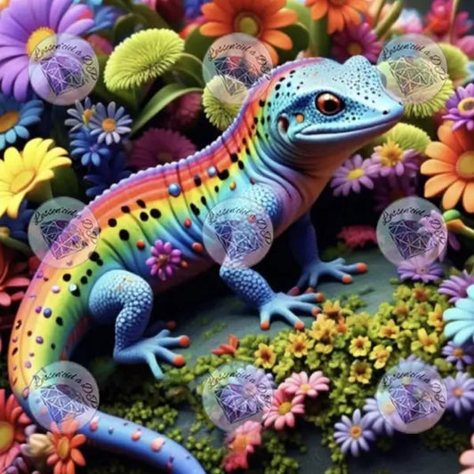 Art Thérapie - Toile Diamond Painting Lézard - Broderie Diamant - Dimension de la toile: 60 x 65.5 cm