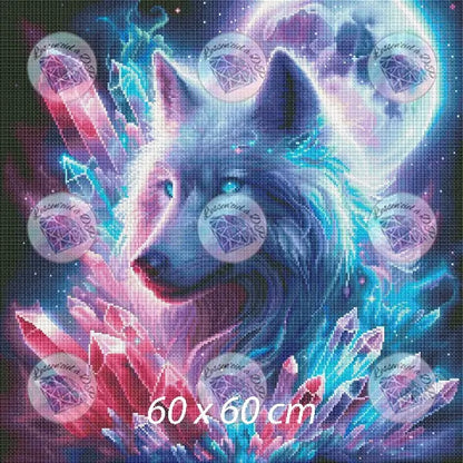 Art Thérapie - Toile Diamond Painting Loup mystique (rendu carré) - Broderie Diamant - Dimension de la toile: 60 x 60 cm