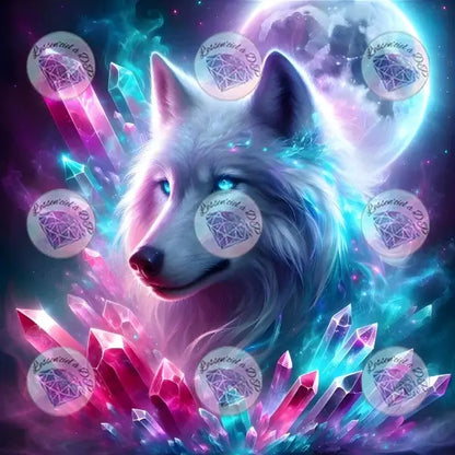 Art Thérapie - Toile Diamond Painting Loup mystique - Broderie Diamant - Dimension de la toile: 60 x 60 cm