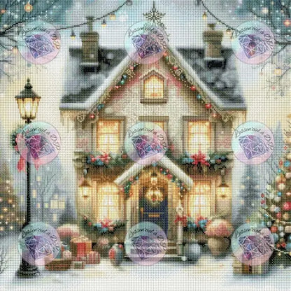 Art Thérapie - Toile Diamond Painting  Maison de Noel - Broderie Diamant - Dimension de la toile: 60 x 60 cm