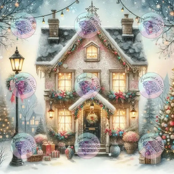 Art Thérapie - Toile Diamond Painting  Maison de Noel - Broderie Diamant - Dimension de la toile: 60 x 60 cm