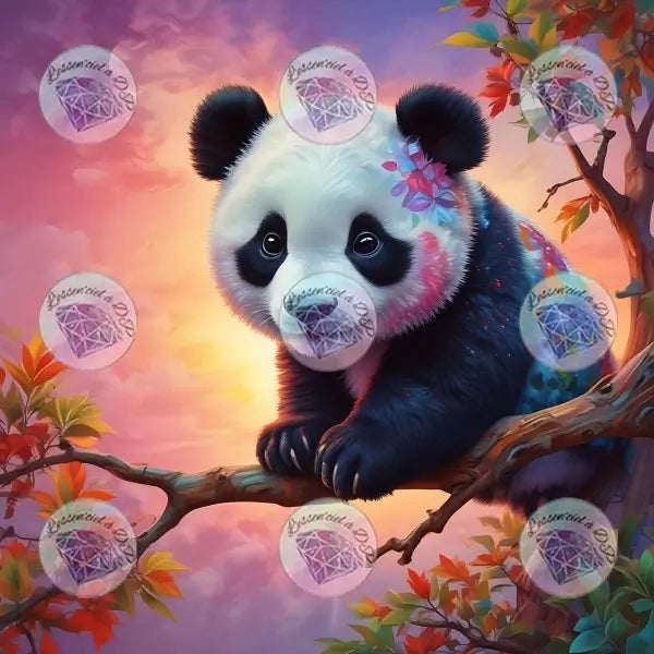 Art Thérapie - Toile Diamond Painting Petit Panda - Broderie Diamant - Dimension : 60 x 60 cm