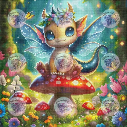 Art Thérapie - Toile Diamond Painting Pixie le dragonnet - Broderie Diamant - Dimension de la toile: 60 x 60 cm