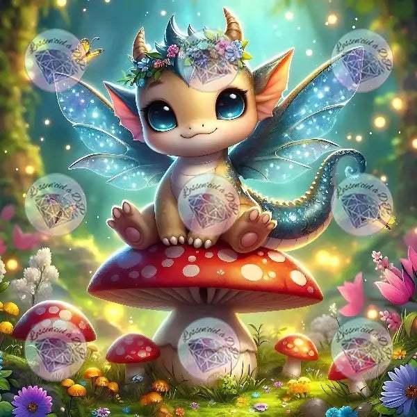 Art Thérapie - Toile Diamond Painting Pixie le dragonnet - Broderie Diamant - Dimension de la toile: 60 x 60 cm