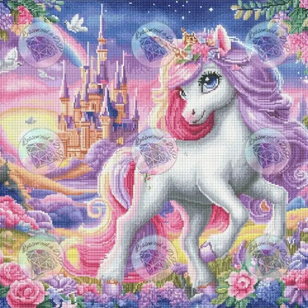 Art Thérapie - Toile Diamond Painting  - Princesse poney - Broderie à Diamant - Dimension de la toile: 60 x 60 cm
