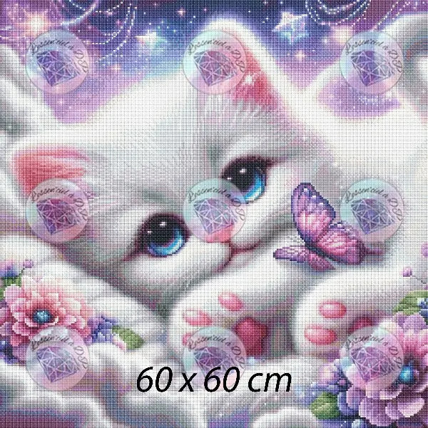 Art Thérapie - Toile Diamond Painting Rêverie féline - Broderie Diamant - Dimension de la toile: 60 x 60 cm