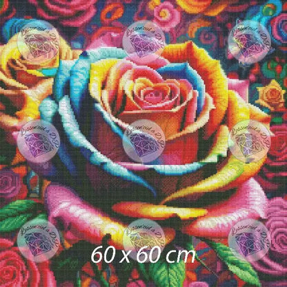 Art Thérapie - Toile Diamond Painting Rosier multicolore - Broderie Diamant - Dimension de la toile: 60 x 60 cm