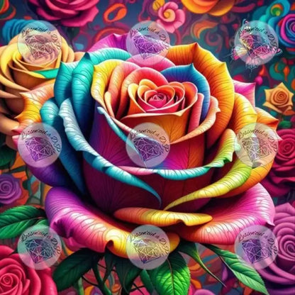 Art Thérapie - Toile Diamond Painting Rosier multicolore - Broderie Diamant - Dimension de la toile: 60 x 60 cm